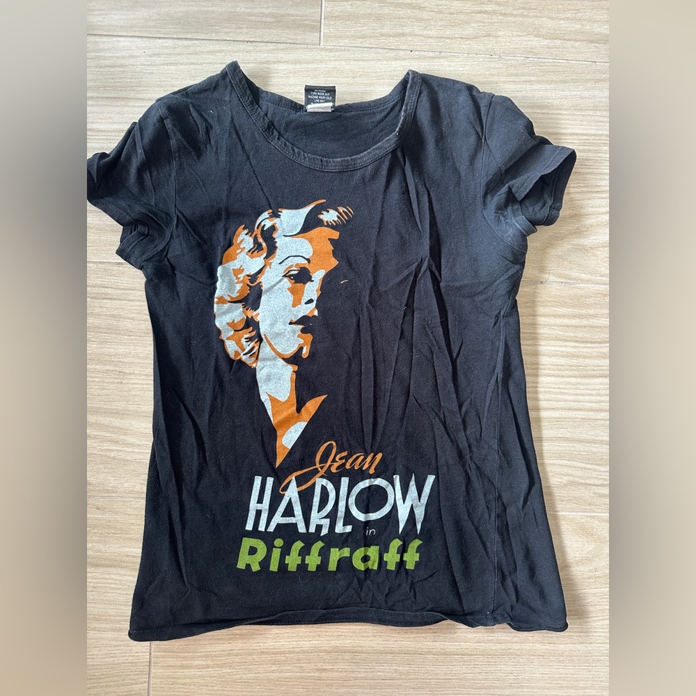 Black Graphic Tee with Jean Harlow Print